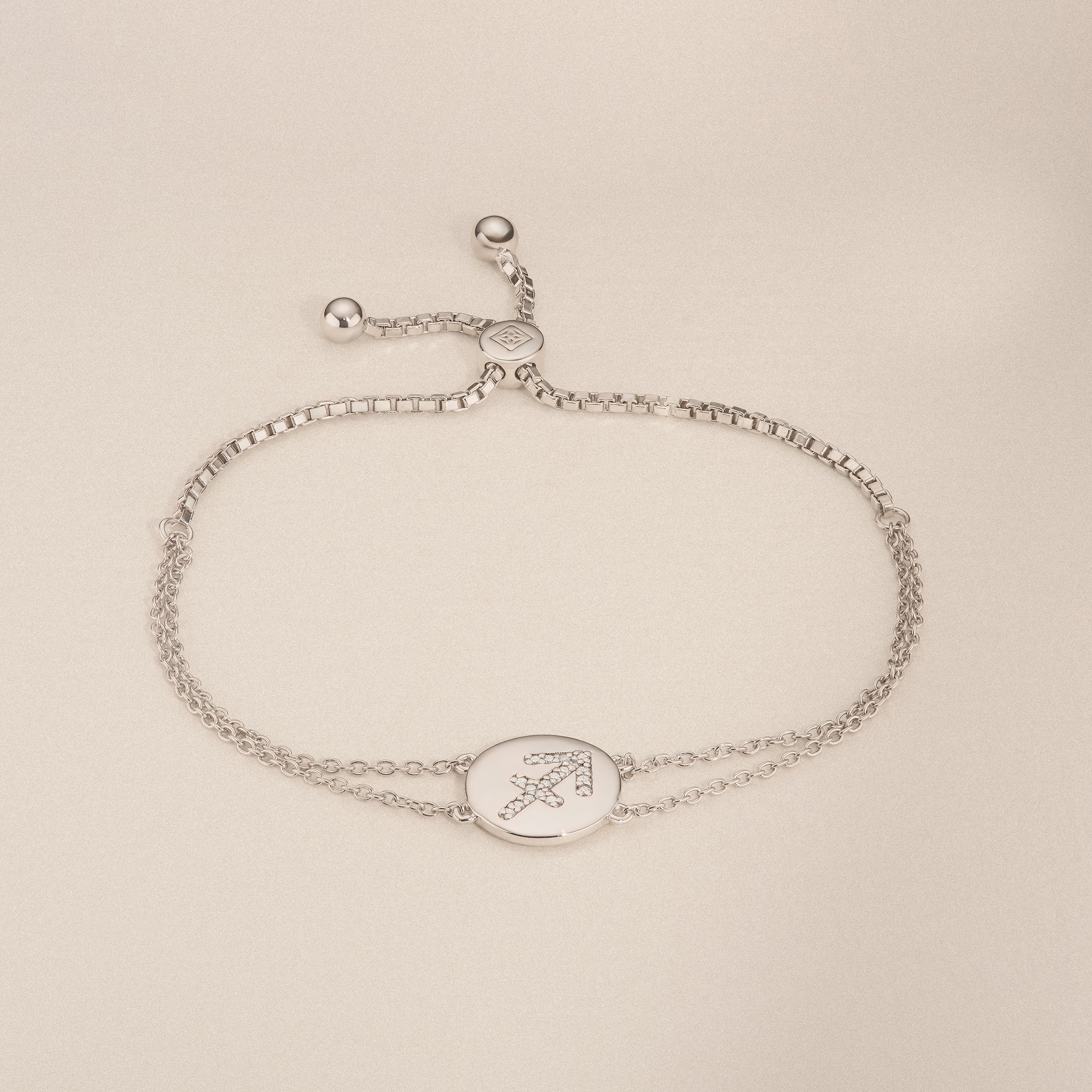 Astrology Sagittarius 0.07ct Lab Grown Diamond Adjustable Medallion Bracelet Sterling Silver - Image 6