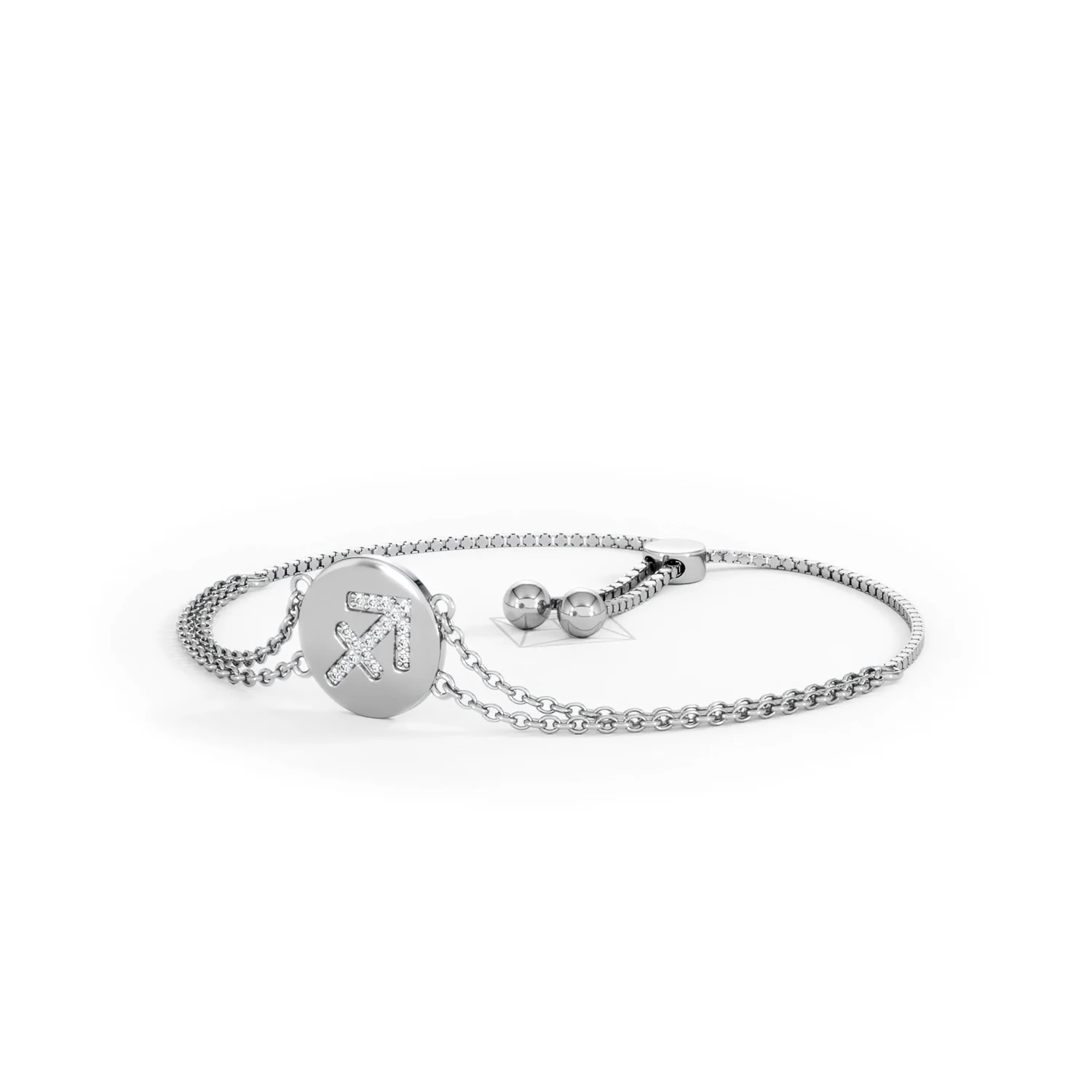 Astrology Sagittarius 0.07ct Lab Grown Diamond Adjustable Medallion Bracelet Sterling Silver - Image 82