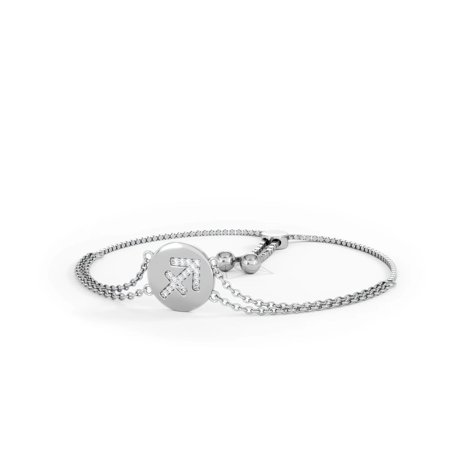 Astrology Sagittarius 0.07ct Lab Grown Diamond Adjustable Medallion Bracelet Sterling Silver - Image 84