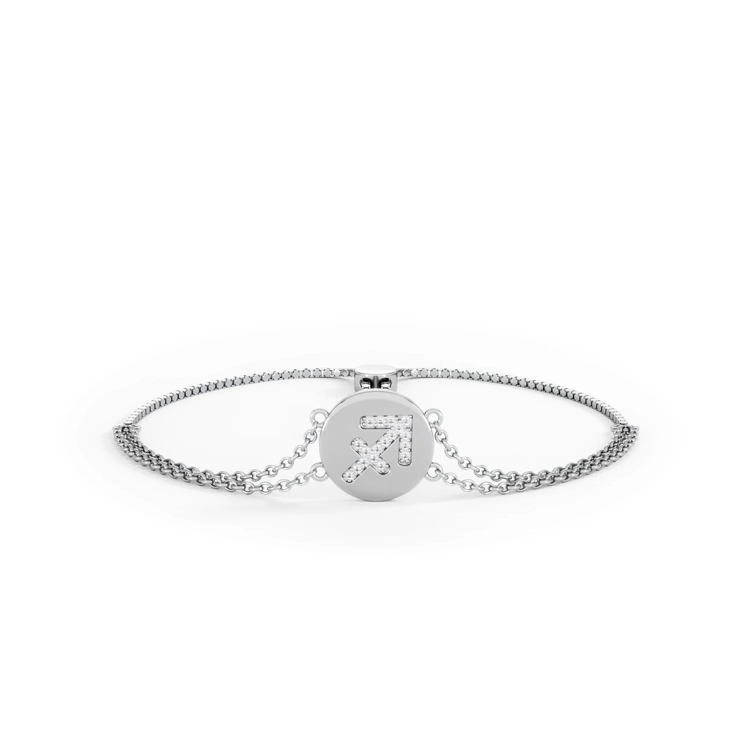 Astrology Sagittarius 0.07ct Lab Grown Diamond Adjustable Medallion Bracelet Sterling Silver - Image 9