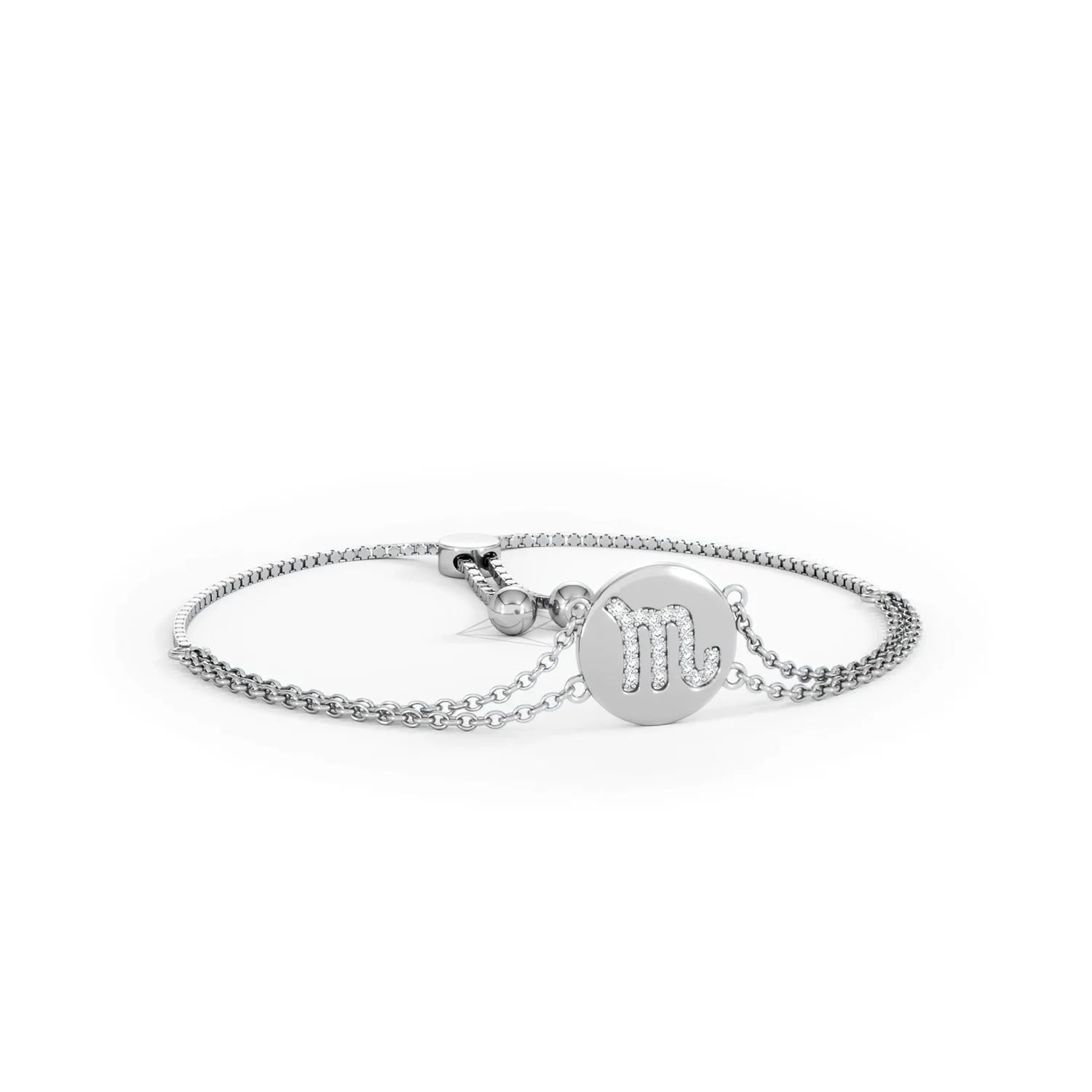 Astrology Scorpio 0.07ct Lab Grown Diamond Adjustable Medallion Bracelet Sterling Silver - Image 13