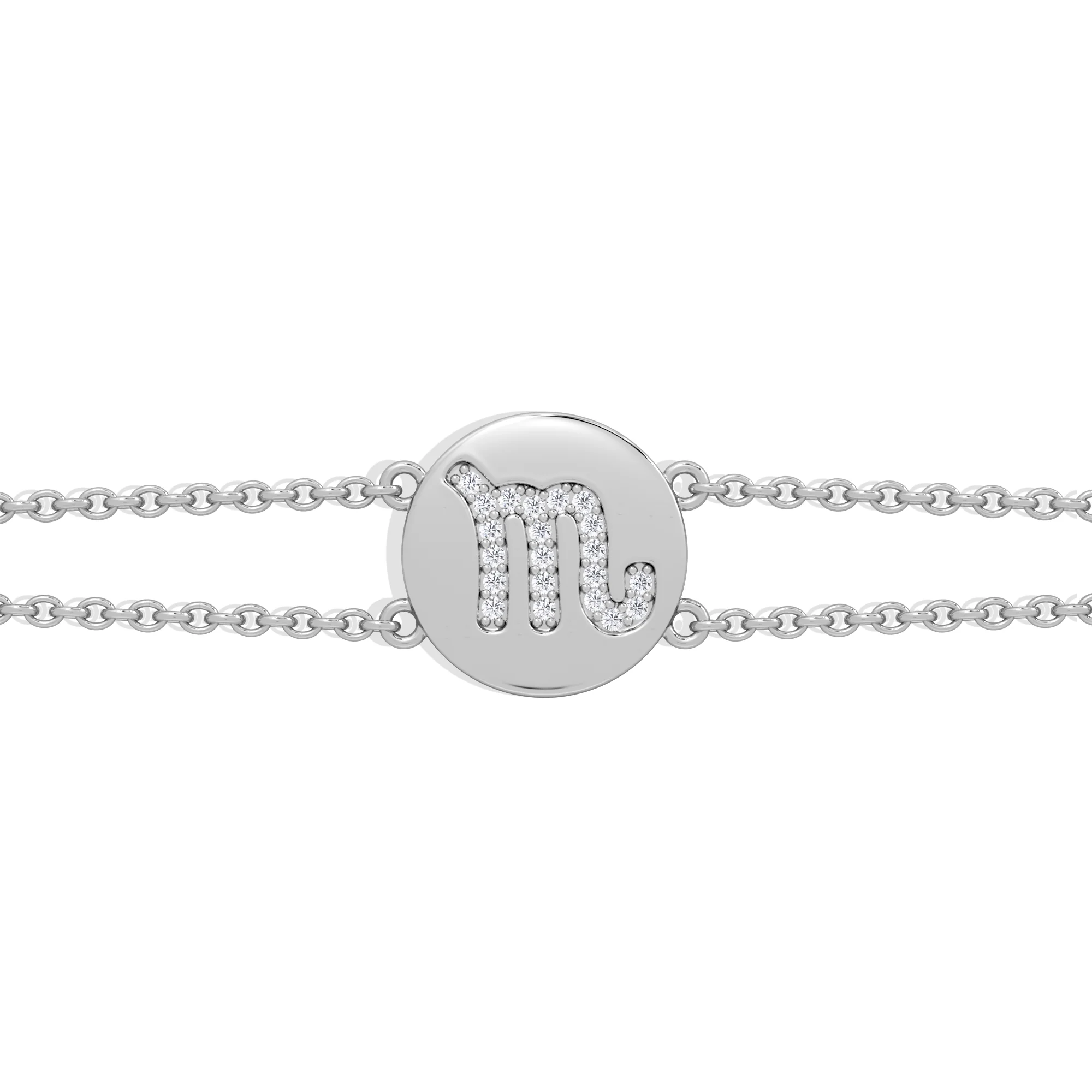 Astrology Scorpio 0.07ct Lab Grown Diamond Adjustable Medallion Bracelet Sterling Silver - Image 5