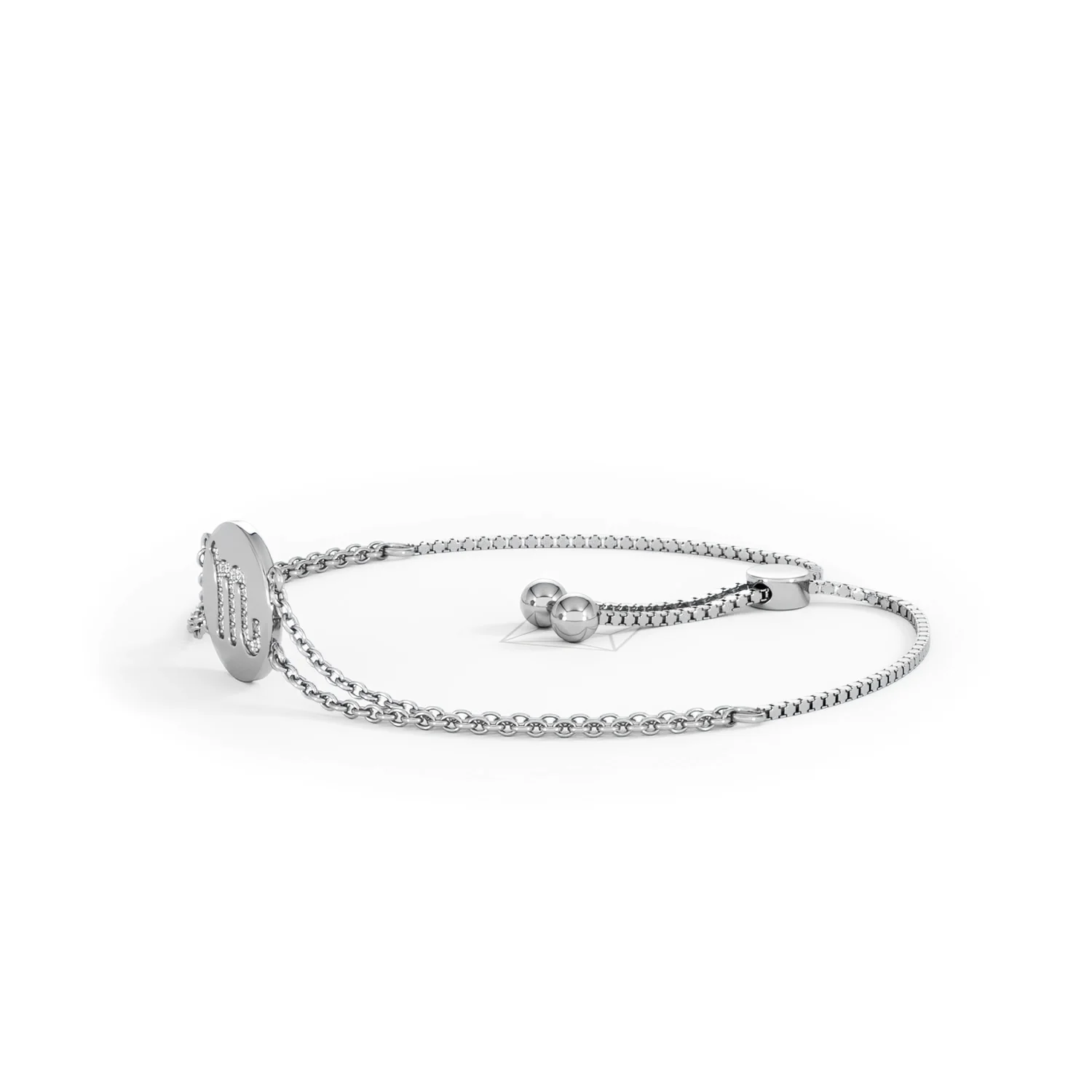 Astrology Scorpio 0.07ct Lab Grown Diamond Adjustable Medallion Bracelet Sterling Silver - Image 75