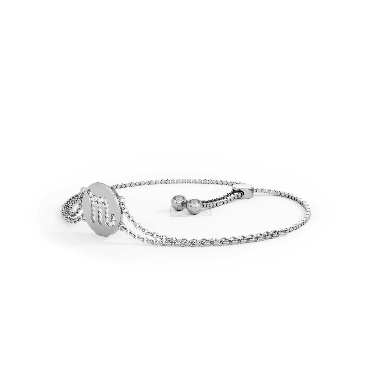 Astrology Scorpio 0.07ct Lab Grown Diamond Adjustable Medallion Bracelet Sterling Silver - Image 79