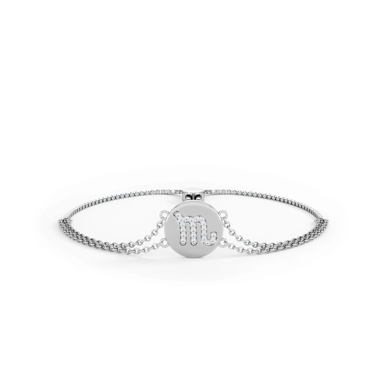 Astrology Scorpio 0.07ct Lab Grown Diamond Adjustable Medallion Bracelet Sterling Silver - Image 9