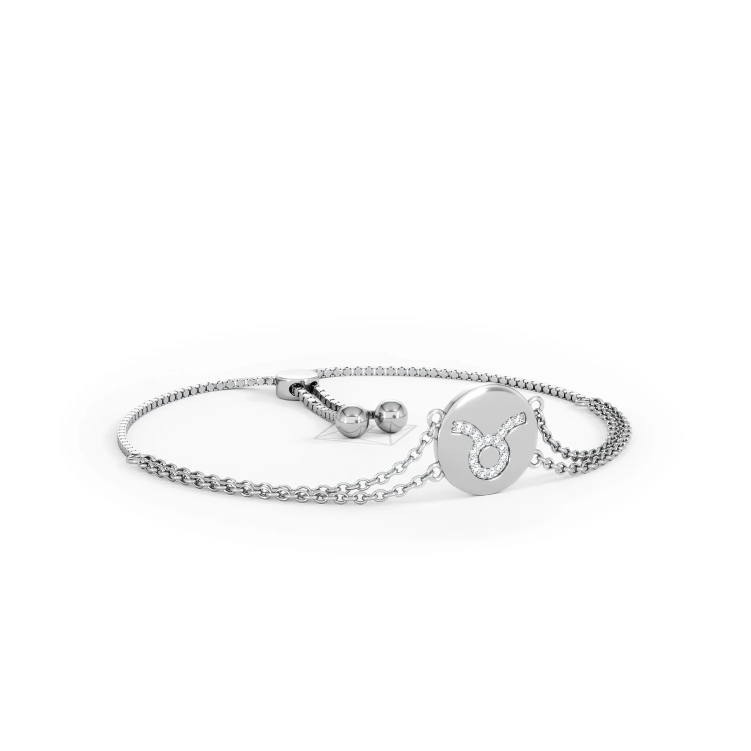 Astrology Taurus 0.07ct Lab Grown Diamond Adjustable Medallion Bracelet Sterling Silver - Image 15