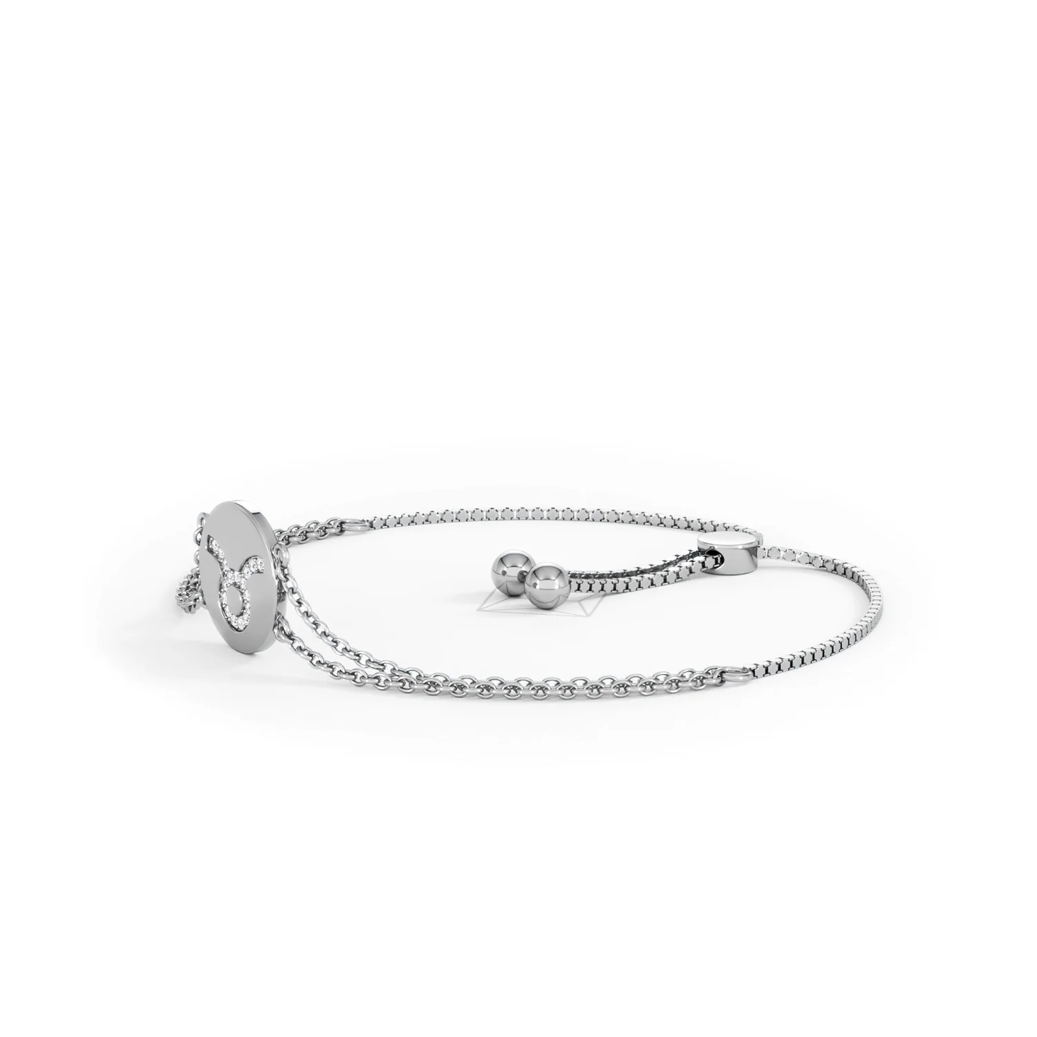 Astrology Taurus 0.07ct Lab Grown Diamond Adjustable Medallion Bracelet Sterling Silver - Image 76