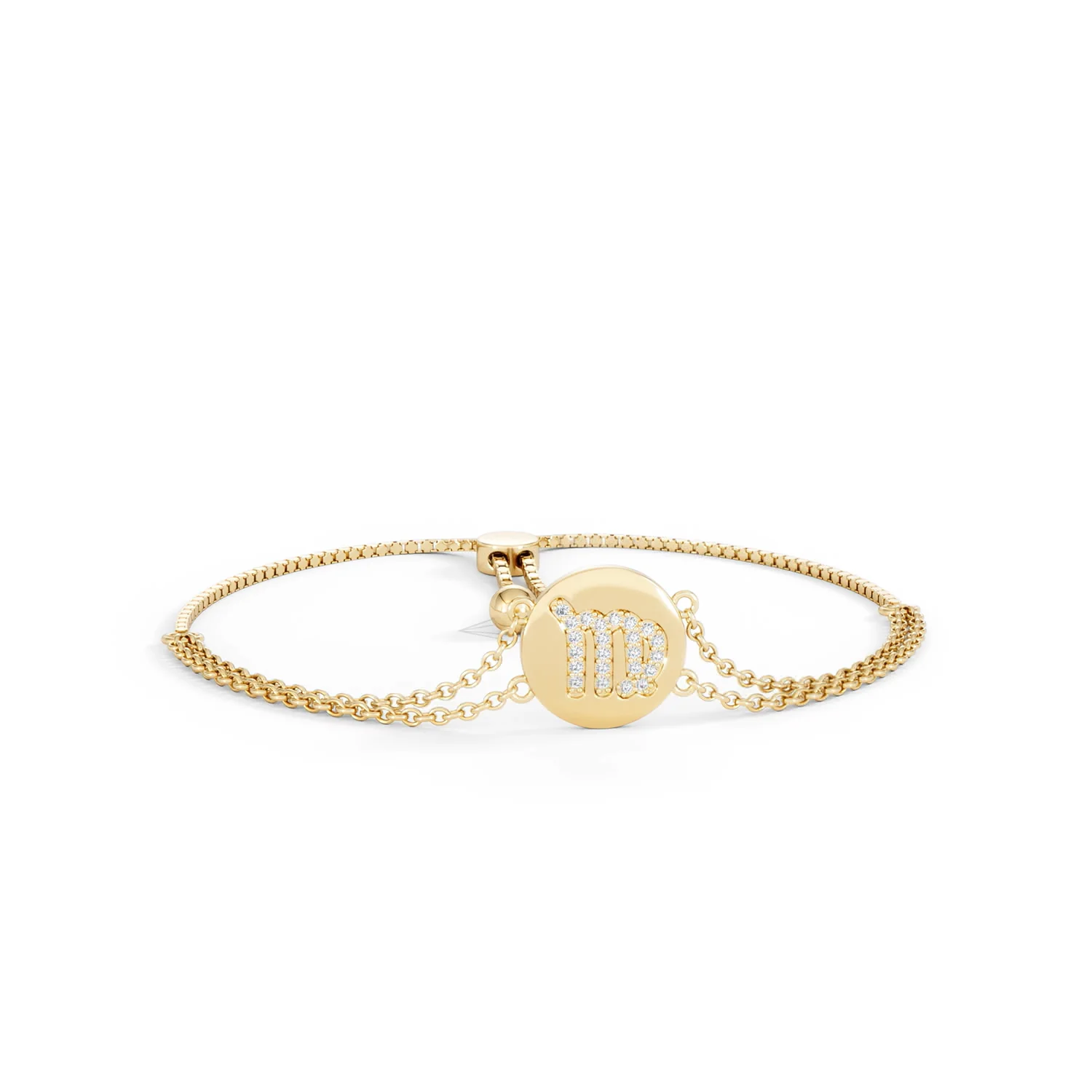 Astrology Virgo 0.07ct Lab Grown Diamond Adjustable Medallion Bracelet 18K Gold Vermeil - Image 11