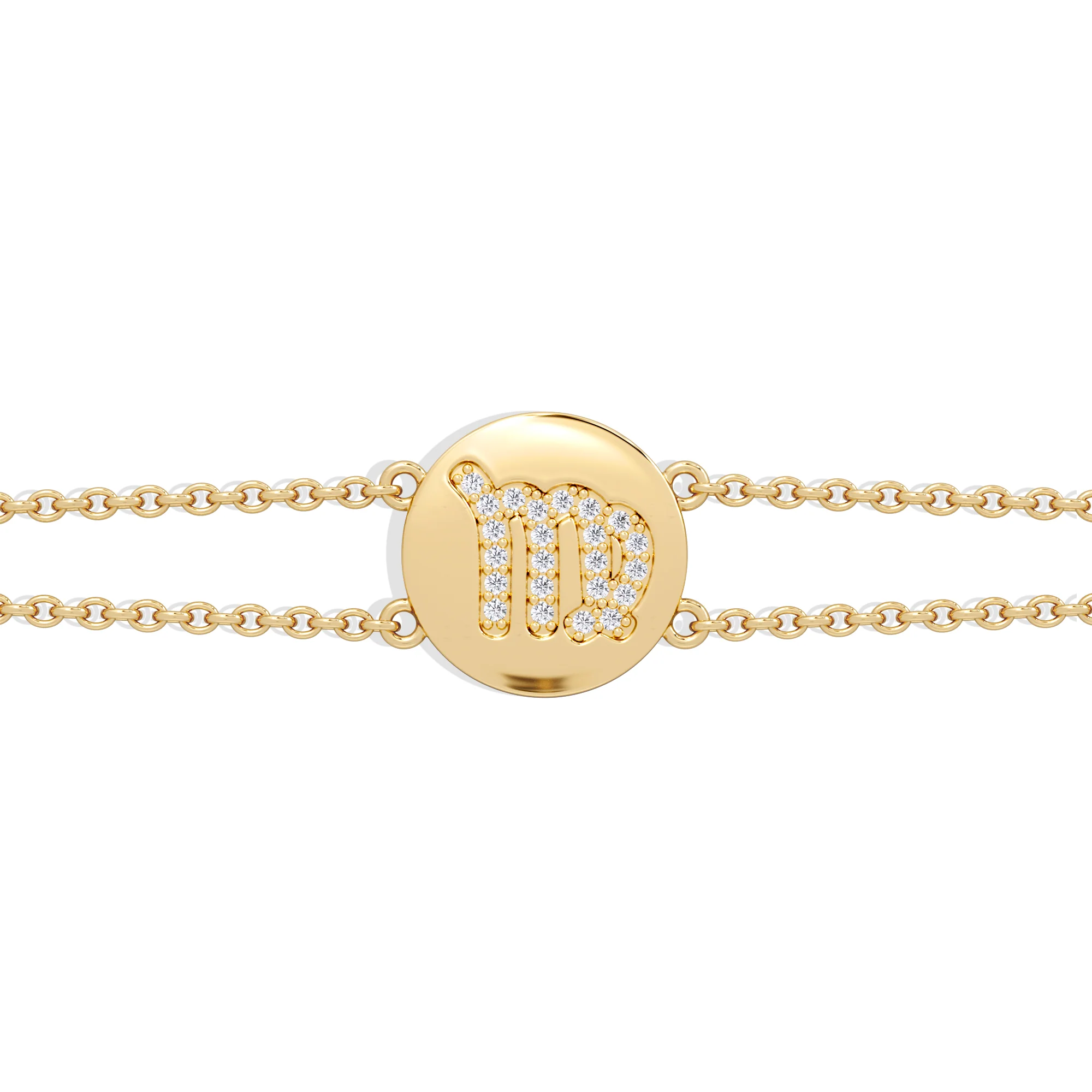 Astrology Virgo 0.07ct Lab Grown Diamond Adjustable Medallion Bracelet 18K Gold Vermeil - Image 5