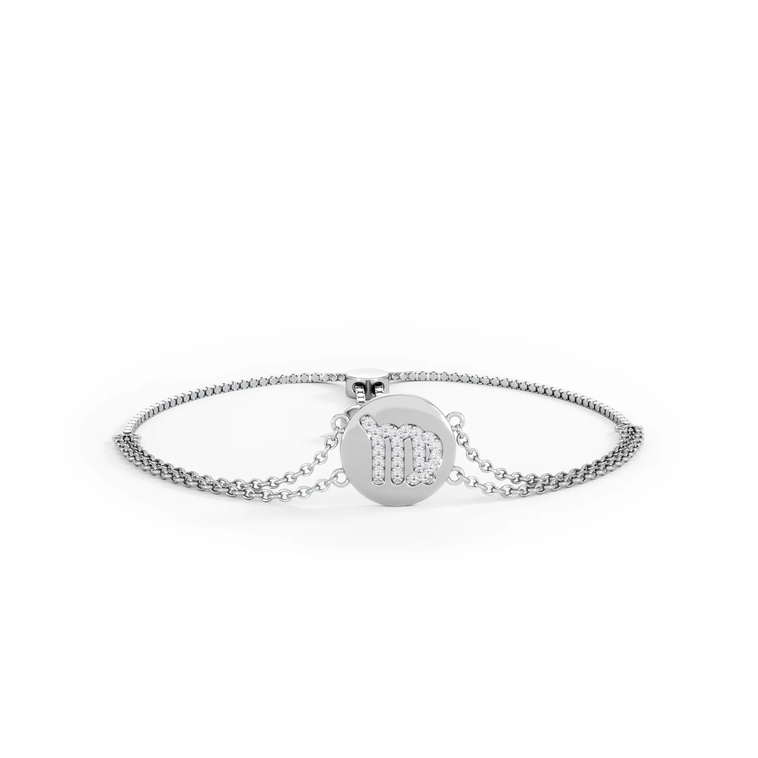 Astrology Virgo 0.07ct Lab Grown Diamond Adjustable Medallion Bracelet Sterling Silver - Image 10