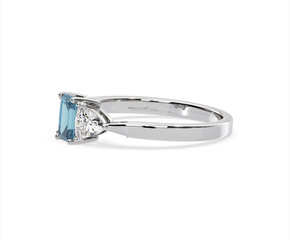 Aurora Blue Lab Diamond Emerald Cut and Trillion 1.00ct Ring in 18K White Gold - Elara Collection - Image 21