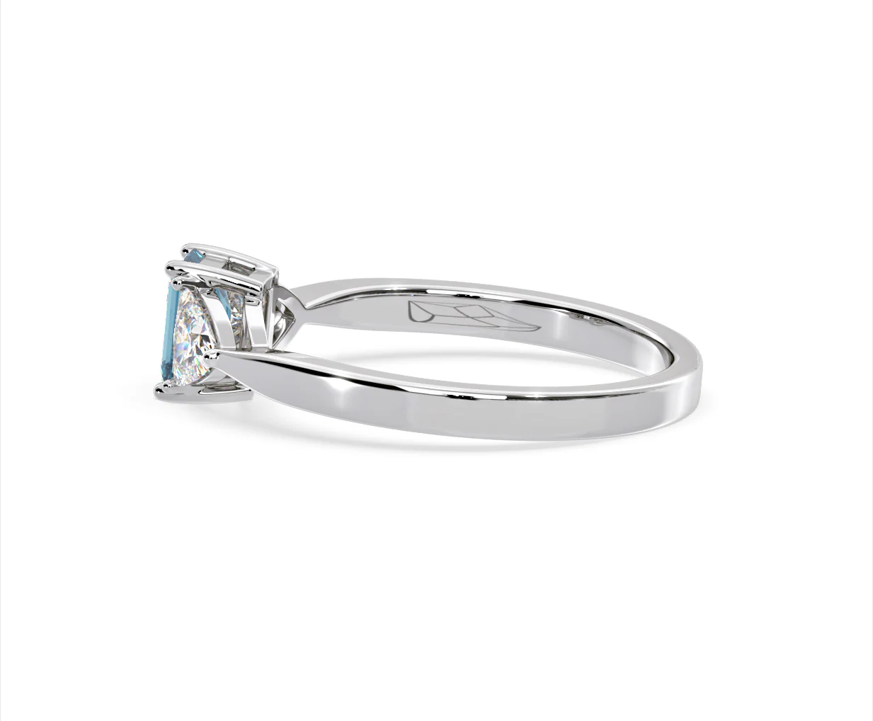 Aurora Blue Lab Diamond Emerald Cut and Trillion 1.00ct Ring in 18K White Gold - Elara Collection - Image 29