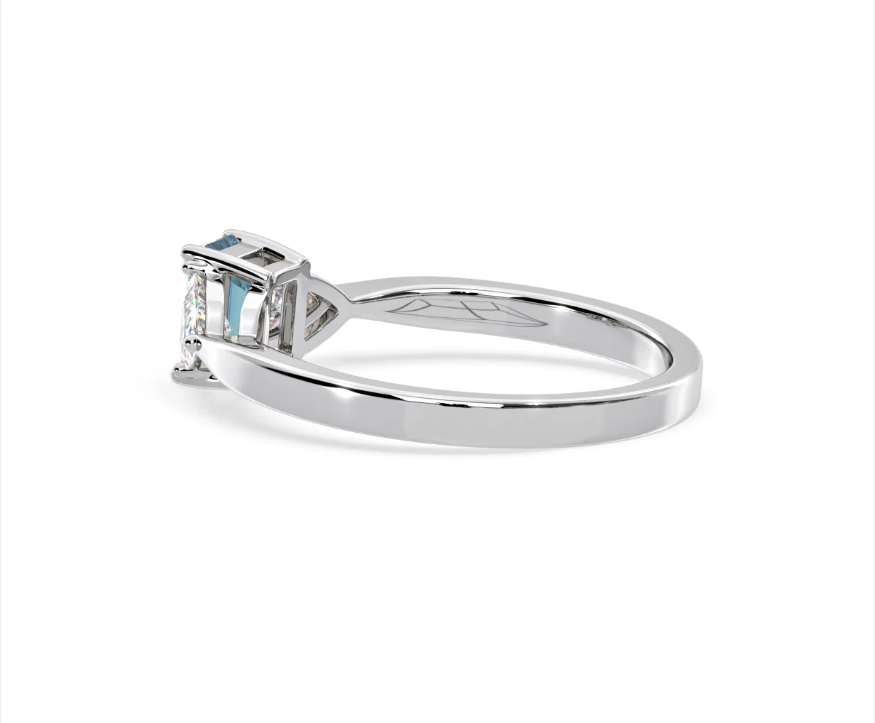 Aurora Blue Lab Diamond Emerald Cut and Trillion 1.00ct Ring in 18K White Gold - Elara Collection - Image 33