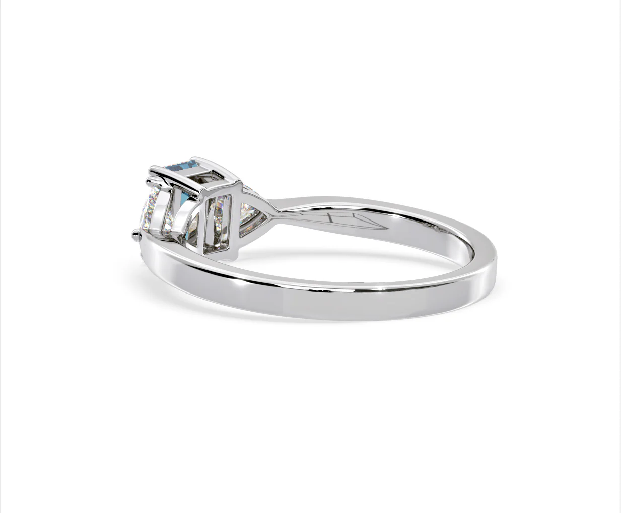 Aurora Blue Lab Diamond Emerald Cut and Trillion 1.00ct Ring in 18K White Gold - Elara Collection - Image 36