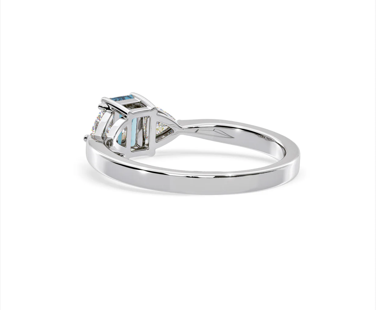 Aurora Blue Lab Diamond Emerald Cut and Trillion 1.00ct Ring in 18K White Gold - Elara Collection - Image 38