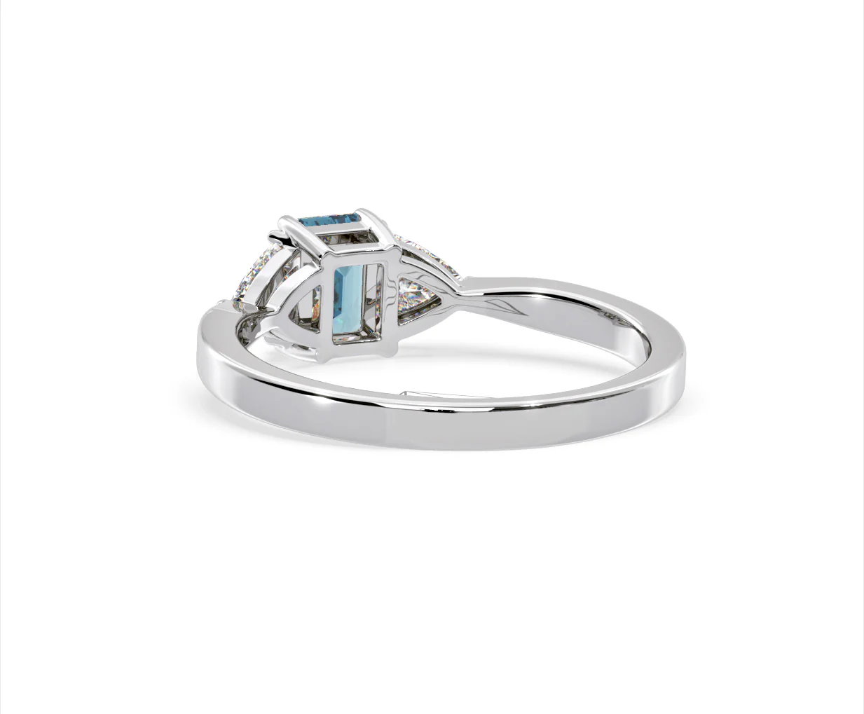 Aurora Blue Lab Diamond Emerald Cut and Trillion 1.00ct Ring in 18K White Gold - Elara Collection - Image 41