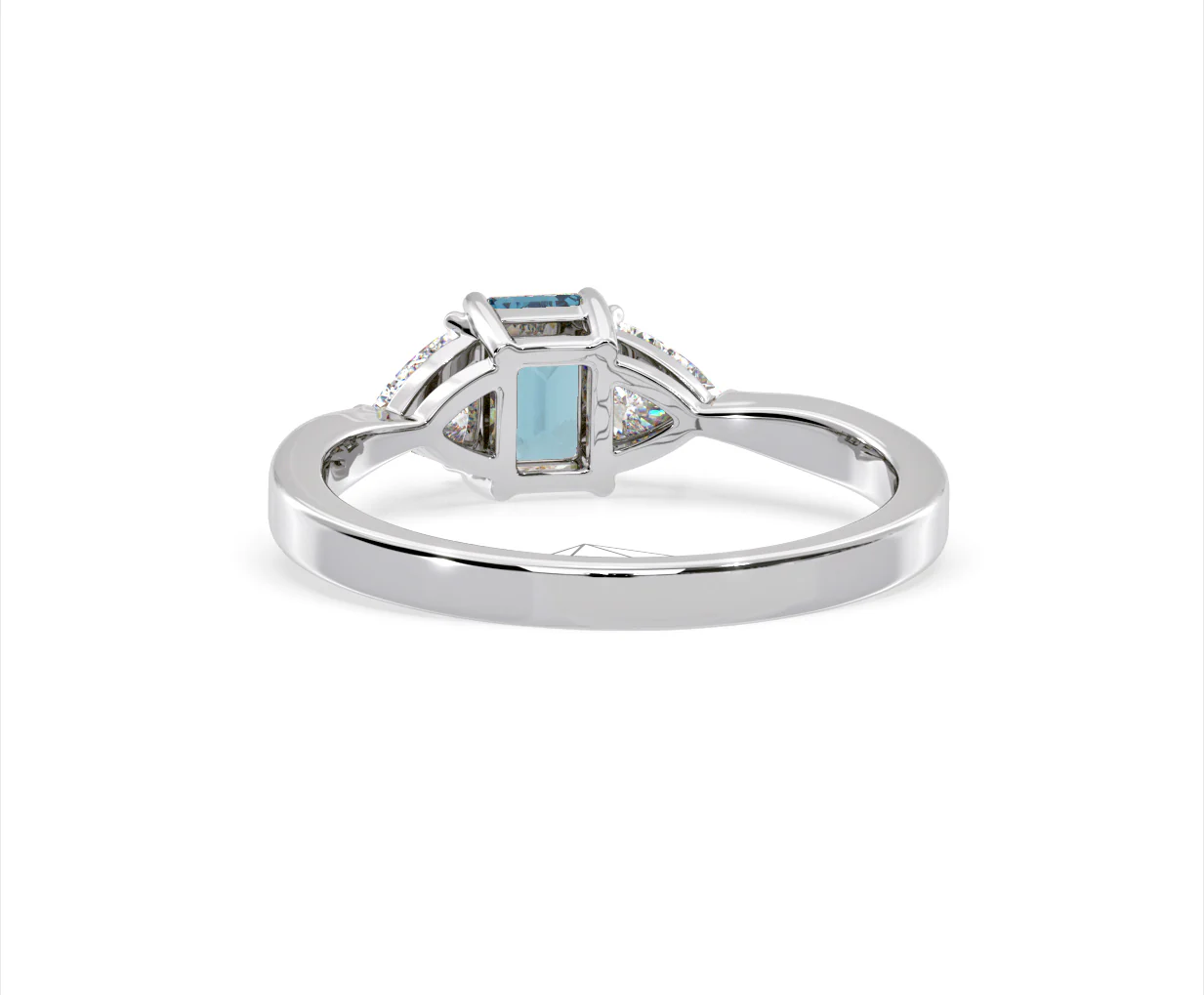 Aurora Blue Lab Diamond Emerald Cut and Trillion 1.00ct Ring in 18K White Gold - Elara Collection - Image 44
