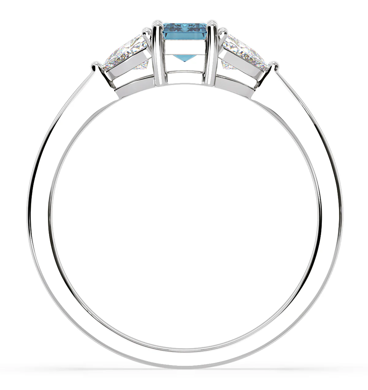 Aurora Blue Lab Diamond Emerald Cut and Trillion 1.00ct Ring in 18K White Gold - Elara Collection - Image 5