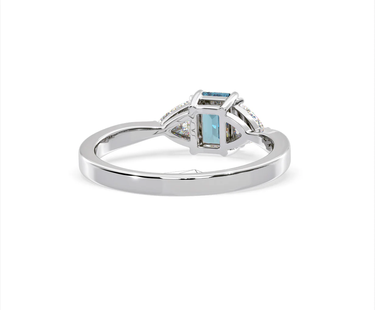 Aurora Blue Lab Diamond Emerald Cut and Trillion 1.00ct Ring in 18K White Gold - Elara Collection - Image 50