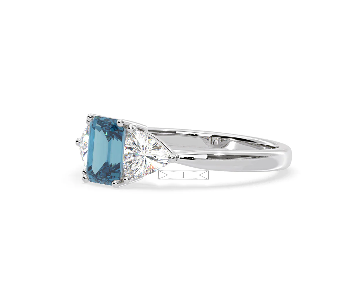 Aurora Blue Lab Diamond Emerald Cut and Trillion 1.70ct Ring in 18K White Gold - Elara Collection - Image 17