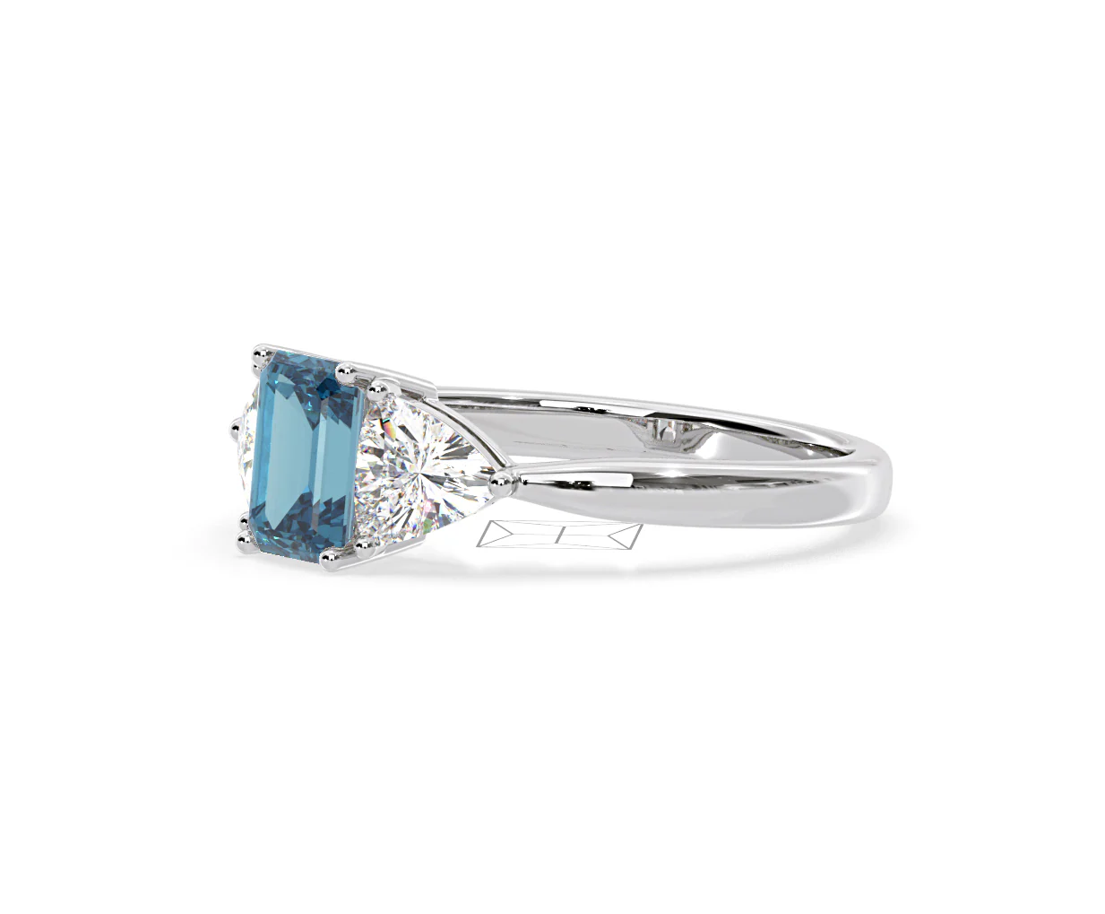 Aurora Blue Lab Diamond Emerald Cut and Trillion 1.70ct Ring in 18K White Gold - Elara Collection - Image 18