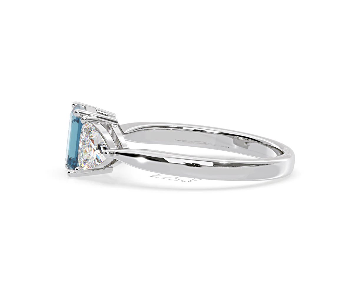 Aurora Blue Lab Diamond Emerald Cut and Trillion 1.70ct Ring in 18K White Gold - Elara Collection - Image 26