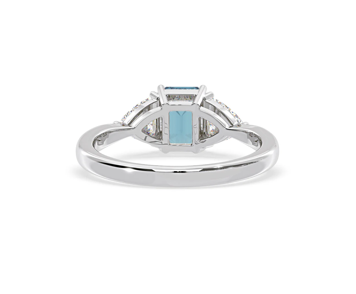 Aurora Blue Lab Diamond Emerald Cut and Trillion 1.70ct Ring in 18K White Gold - Elara Collection - Image 47