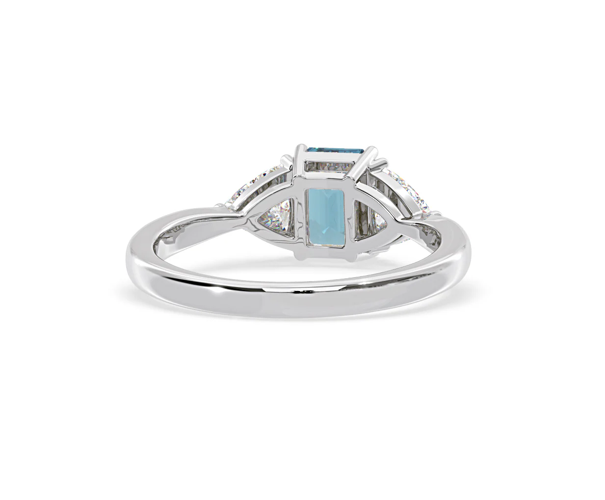 Aurora Blue Lab Diamond Emerald Cut and Trillion 1.70ct Ring in 18K White Gold - Elara Collection - Image 49