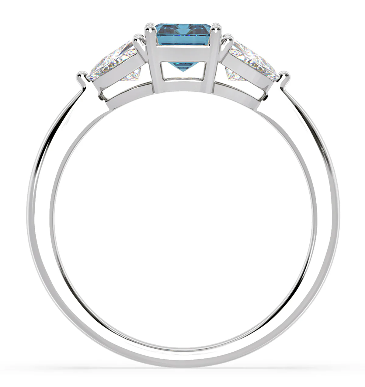 Aurora Blue Lab Diamond Emerald Cut and Trillion 1.70ct Ring in 18K White Gold - Elara Collection - Image 5