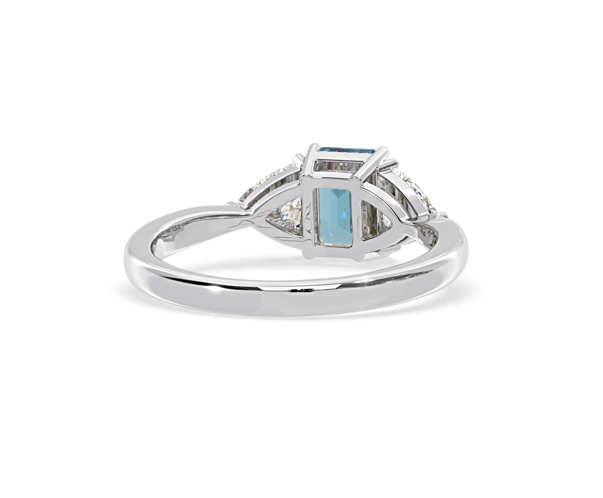 Aurora Blue Lab Diamond Emerald Cut and Trillion 1.70ct Ring in 18K White Gold - Elara Collection - Image 50