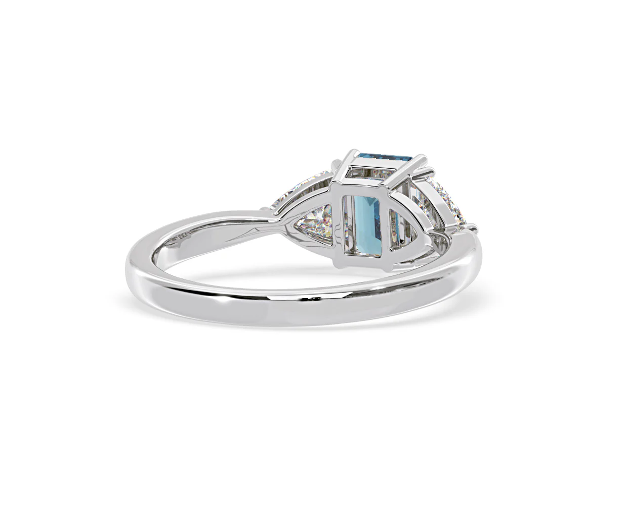 Aurora Blue Lab Diamond Emerald Cut and Trillion 1.70ct Ring in 18K White Gold - Elara Collection - Image 52