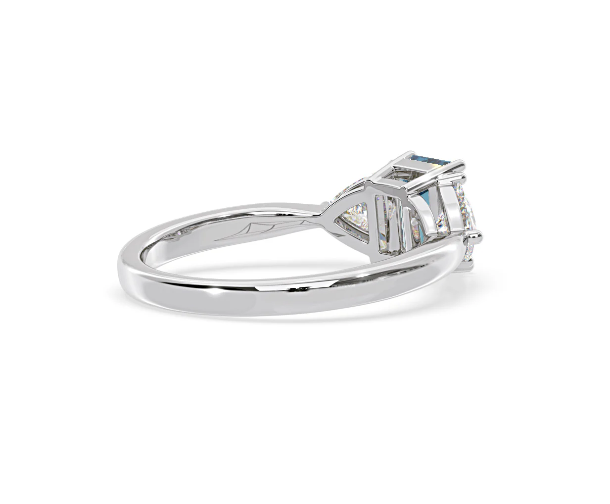 Aurora Blue Lab Diamond Emerald Cut and Trillion 1.70ct Ring in 18K White Gold - Elara Collection - Image 57