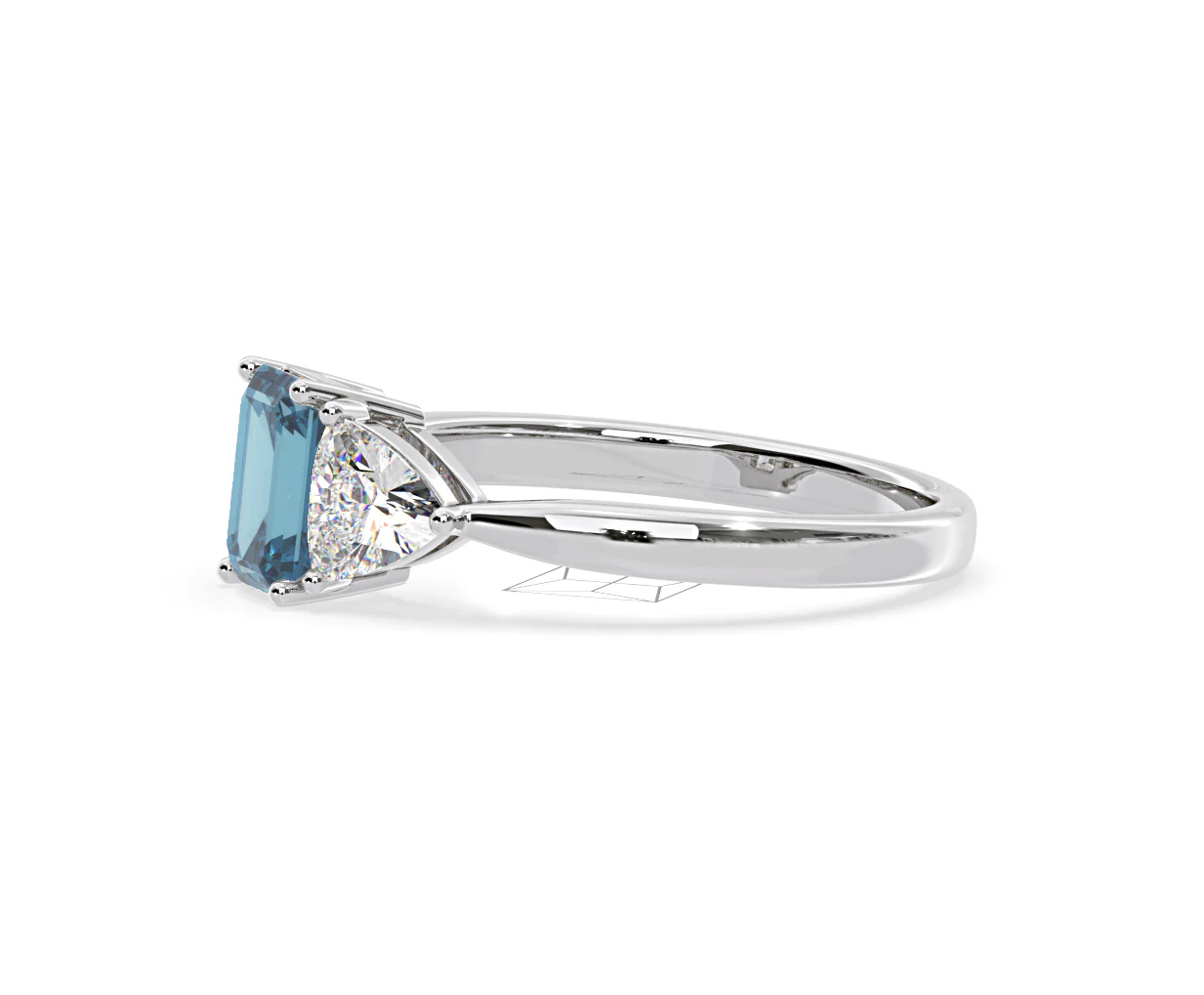 Aurora Blue Lab Diamond Emerald Cut and Trillion 1.70ct Ring in Platinum - Elara Collection - Image 22