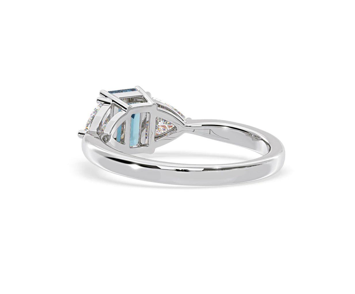 Aurora Blue Lab Diamond Emerald Cut and Trillion 1.70ct Ring in Platinum - Elara Collection - Image 39
