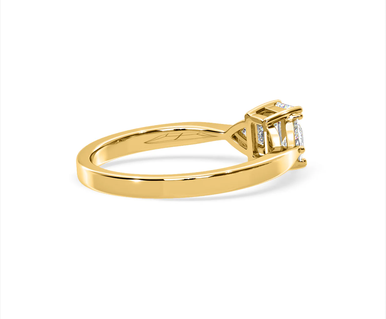 Aurora Lab Diamond Emerald Cut and Trillion 1.00ct Ring in 18K Gold F/VS1 - Image 140