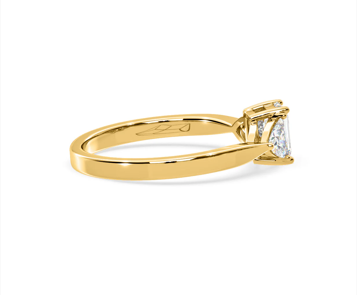 Aurora Lab Diamond Emerald Cut and Trillion 1.00ct Ring in 18K Gold F/VS1 - Image 145