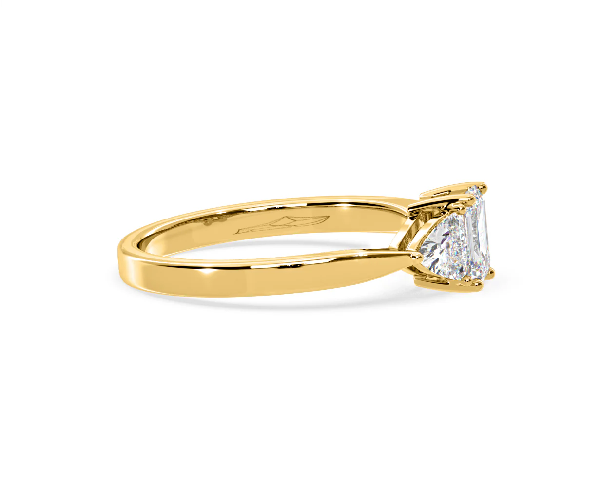 Aurora Lab Diamond Emerald Cut and Trillion 1.00ct Ring in 18K Gold F/VS1 - Image 150