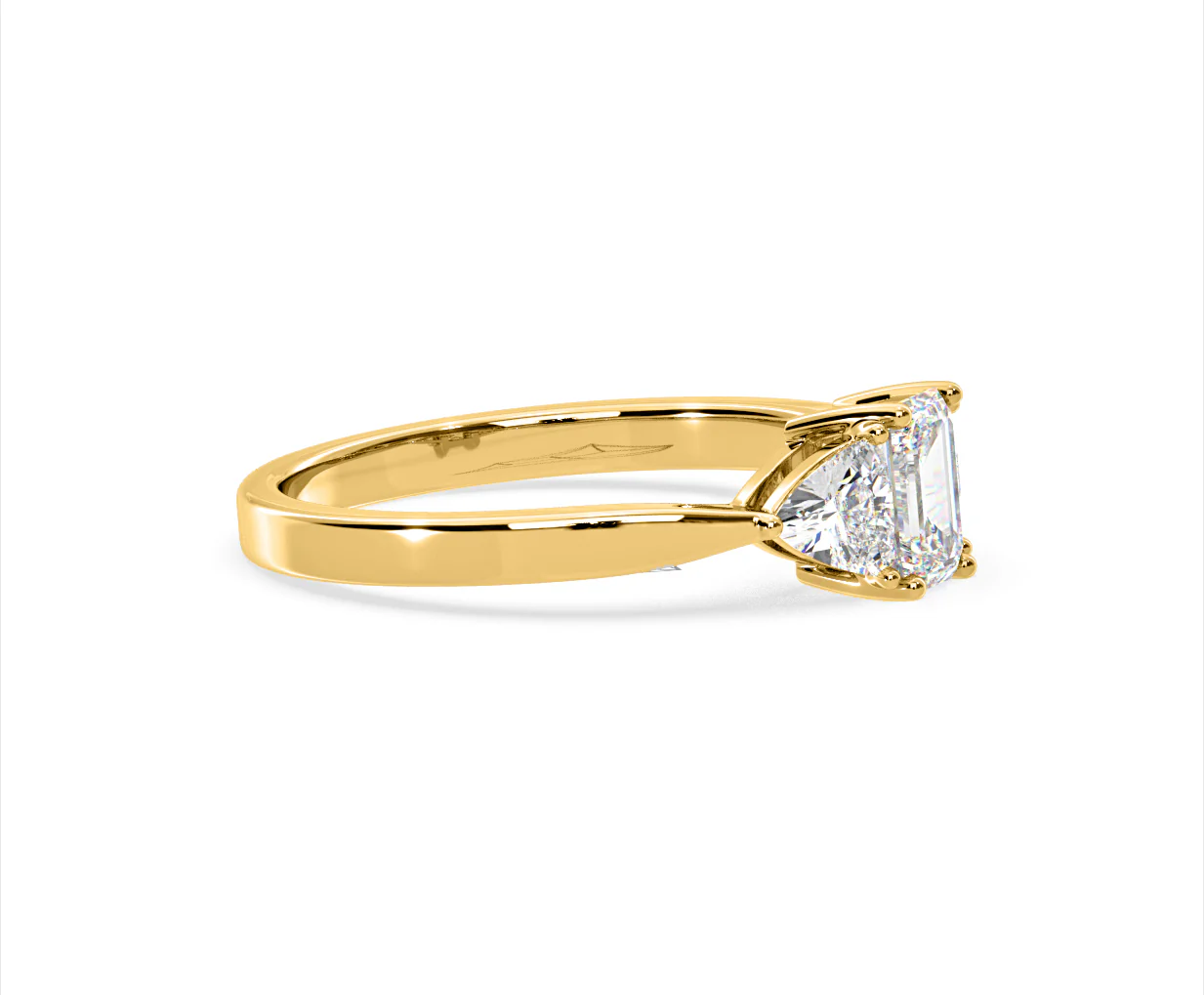 Aurora Lab Diamond Emerald Cut and Trillion 1.00ct Ring in 18K Gold F/VS1 - Image 153