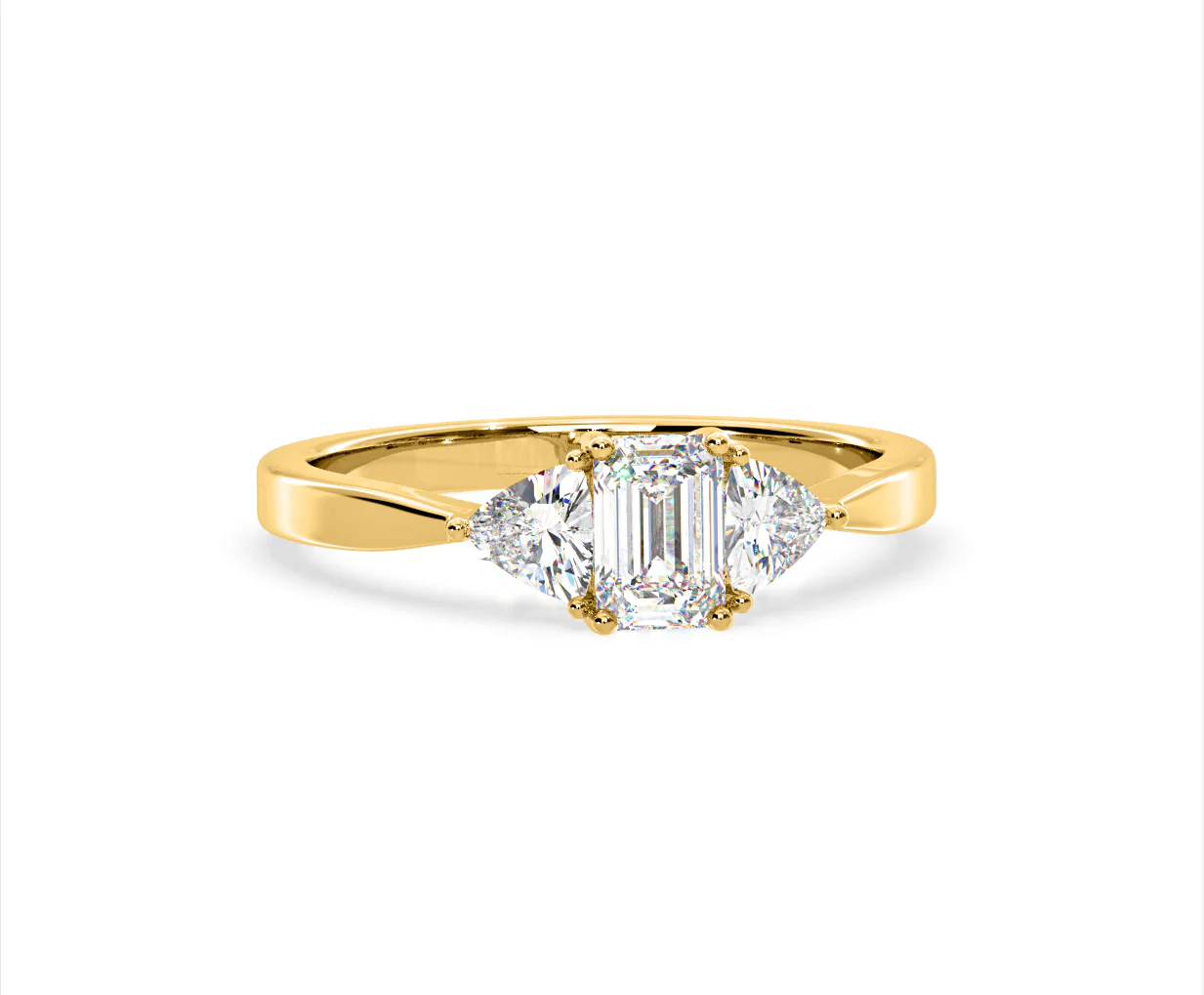 Aurora Lab Diamond Emerald Cut and Trillion 1.00ct Ring in 18K Gold F/VS1 - Image 165