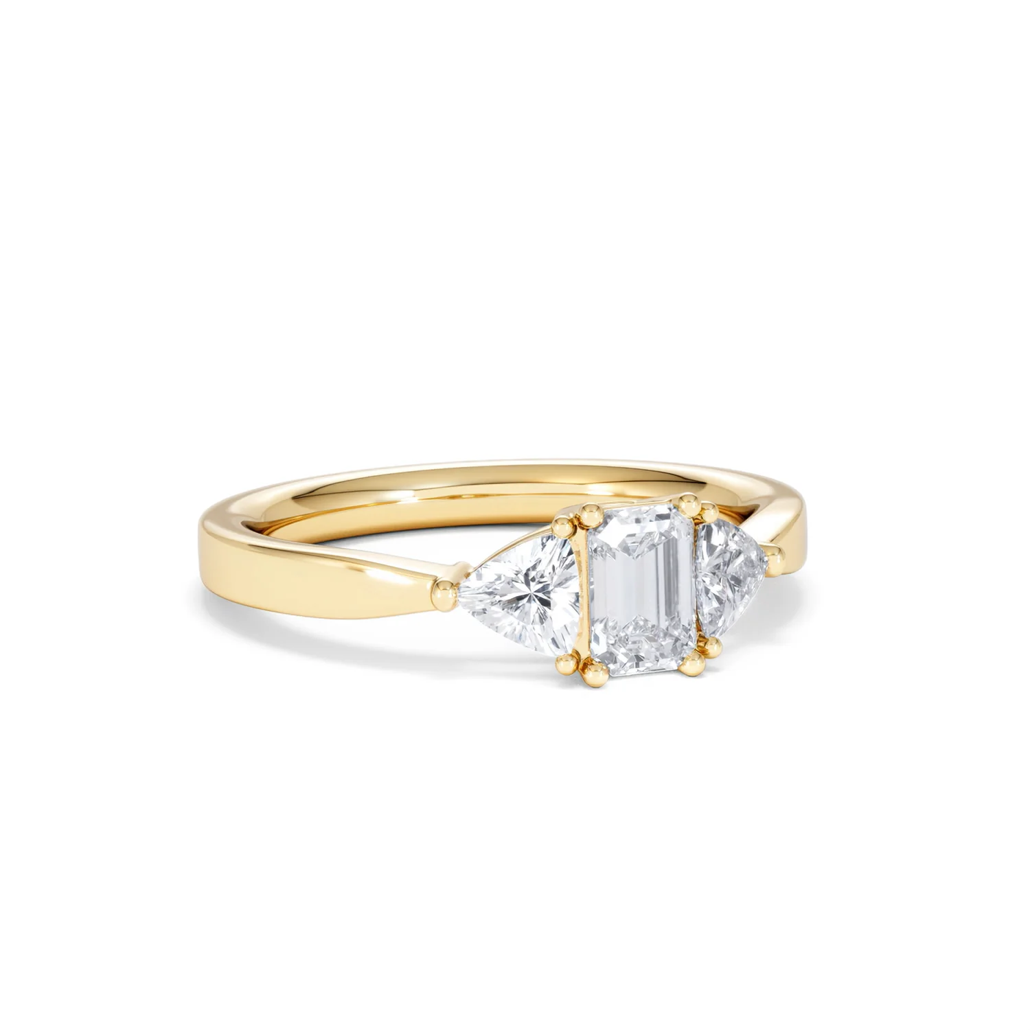 Aurora Lab Diamond Emerald Cut and Trillion 1.00ct Ring in 18K Gold F/VS1 - Image 17