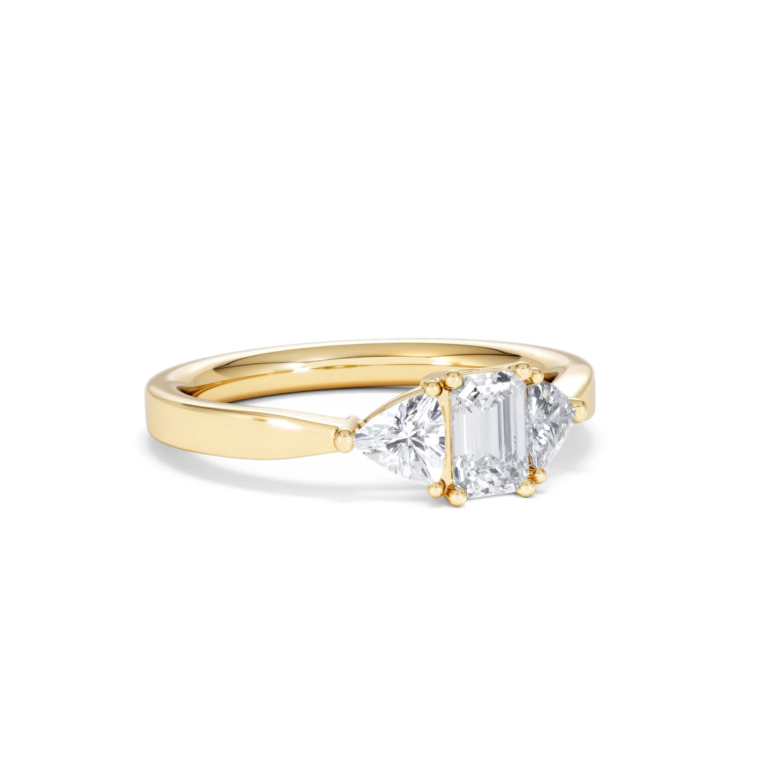Aurora Lab Diamond Emerald Cut and Trillion 1.00ct Ring in 18K Gold F/VS1 - Image 18