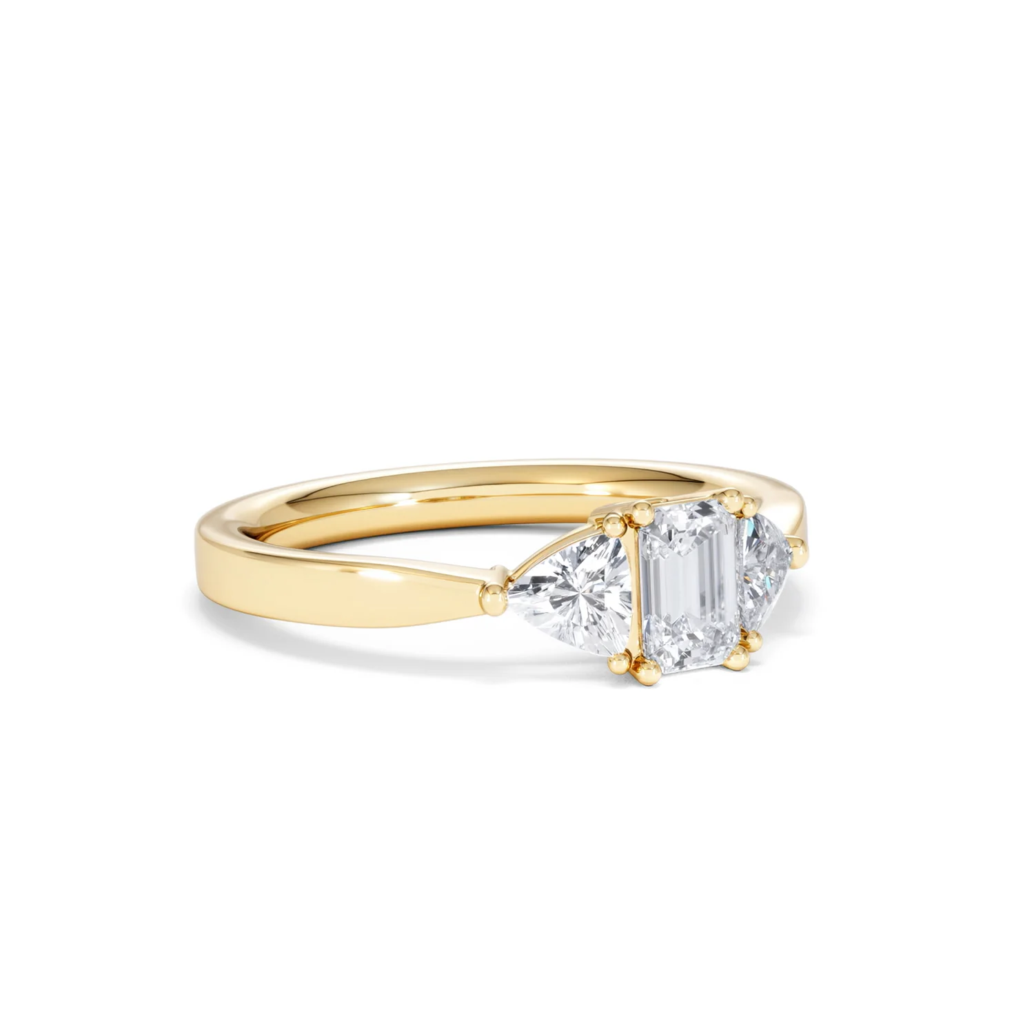 Aurora Lab Diamond Emerald Cut and Trillion 1.00ct Ring in 18K Gold F/VS1 - Image 19