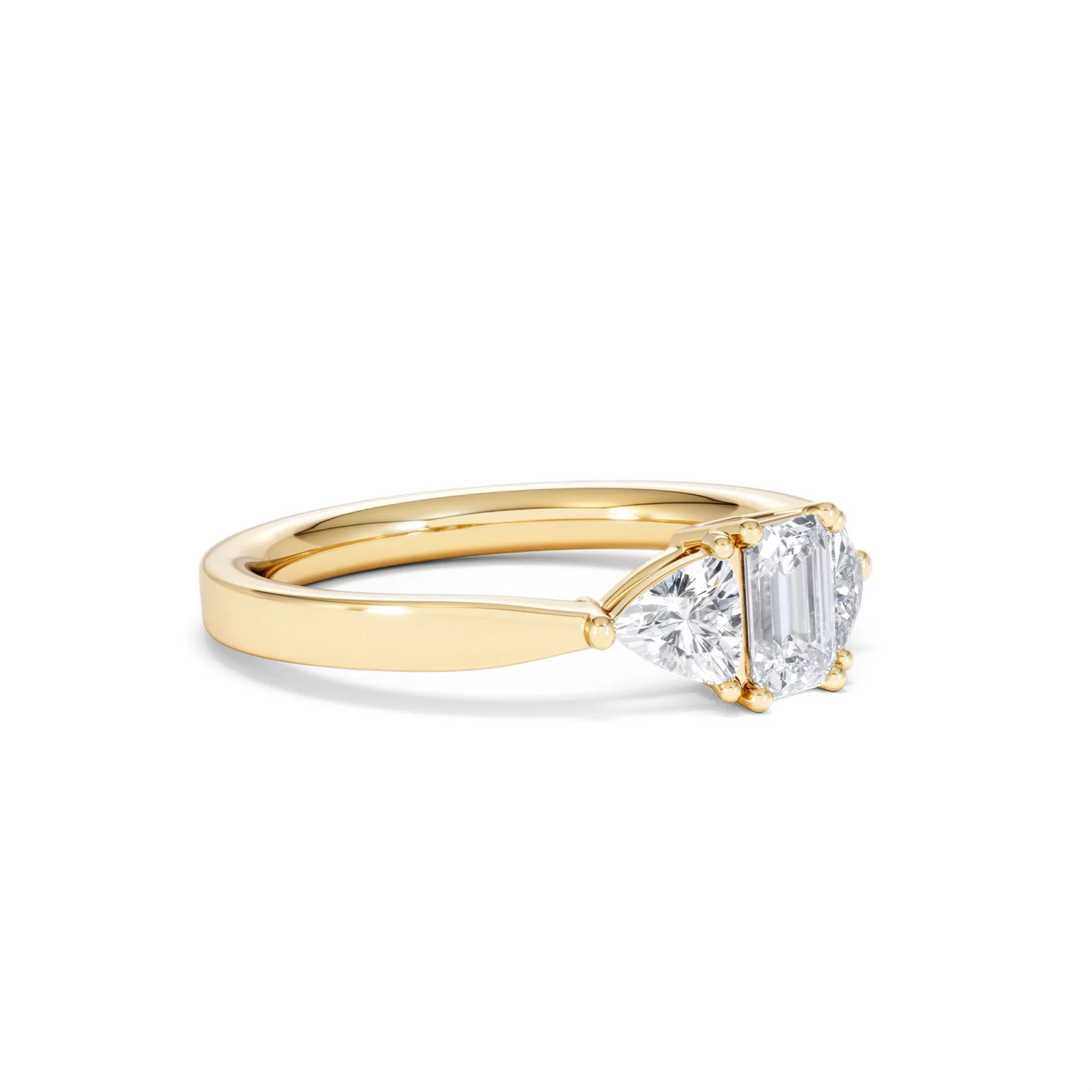 Aurora Lab Diamond Emerald Cut and Trillion 1.00ct Ring in 18K Gold F/VS1 - Image 22