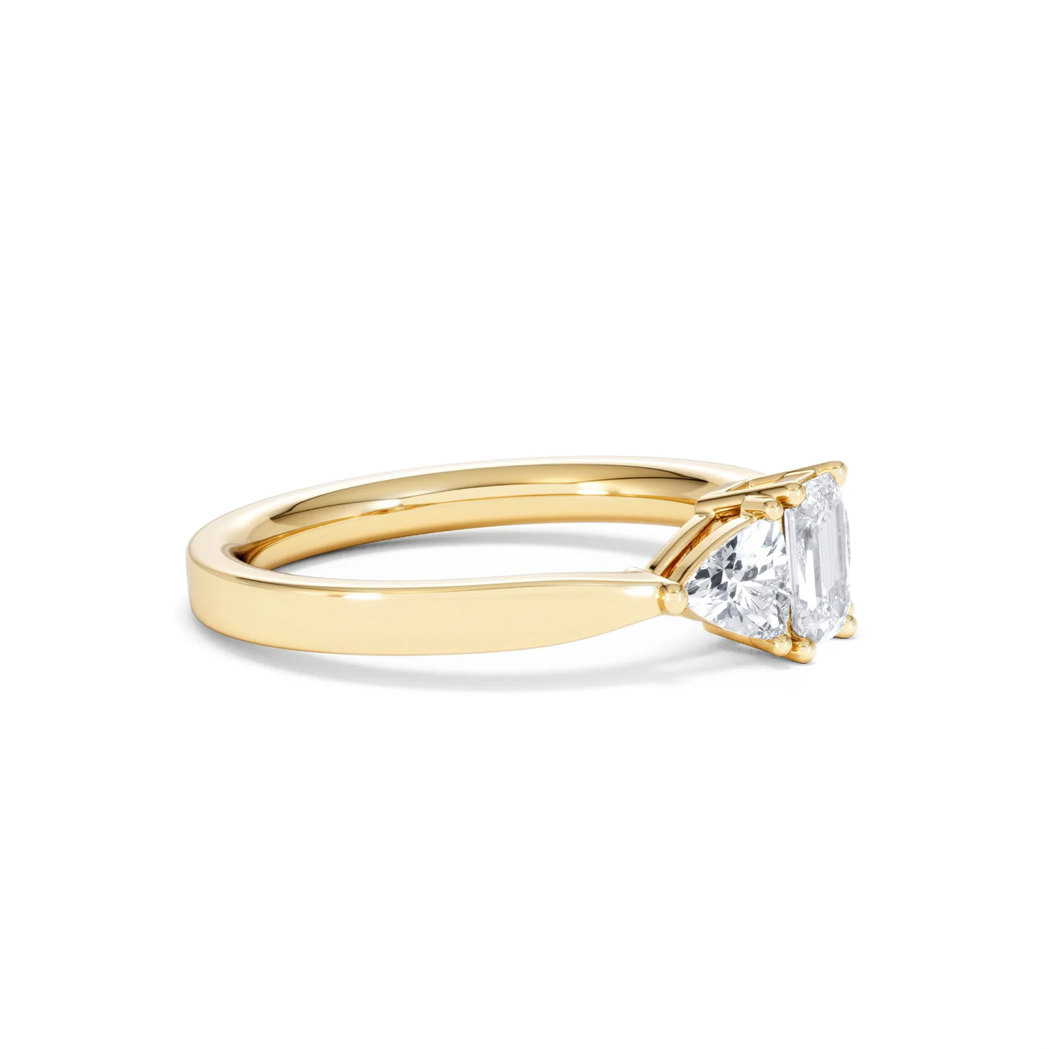 Aurora Lab Diamond Emerald Cut and Trillion 1.00ct Ring in 18K Gold F/VS1 - Image 26