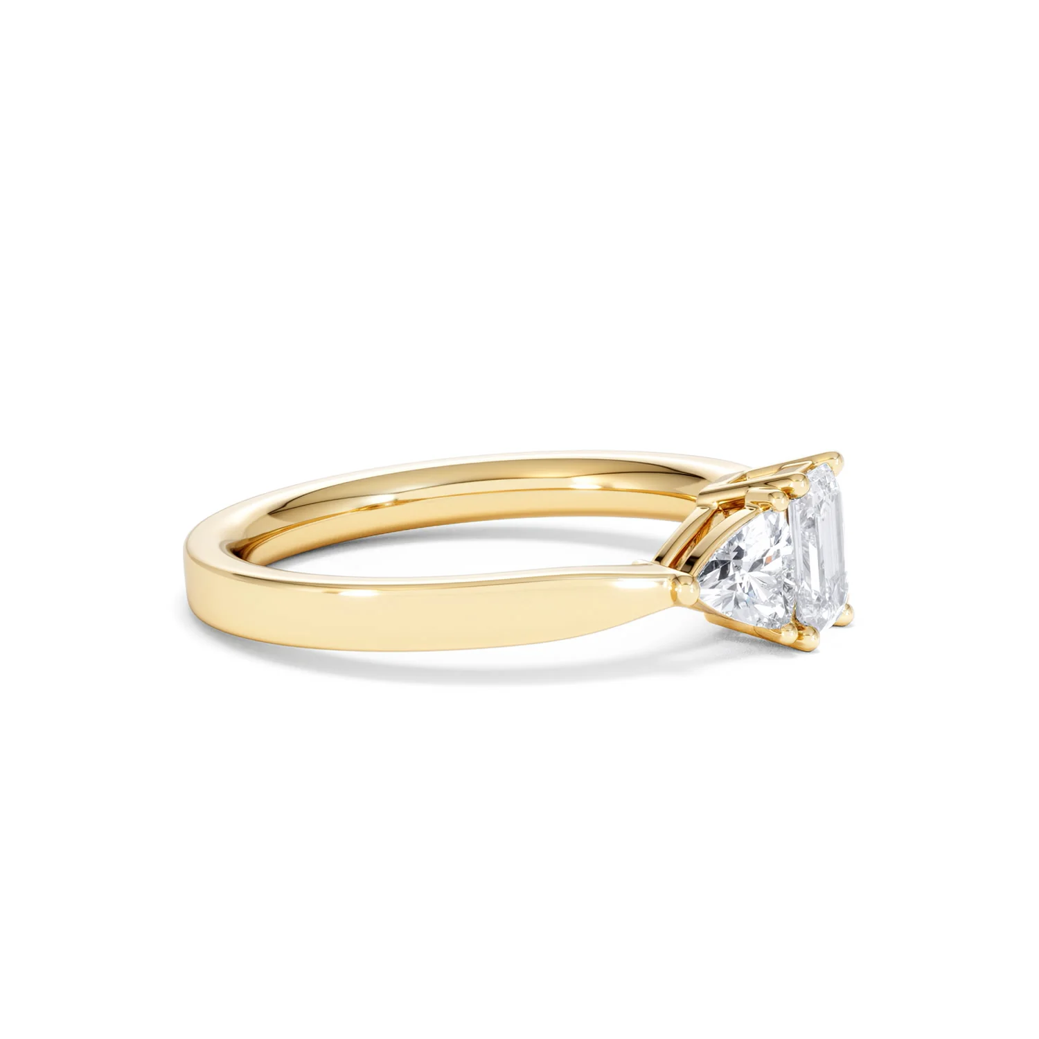 Aurora Lab Diamond Emerald Cut and Trillion 1.00ct Ring in 18K Gold F/VS1 - Image 27
