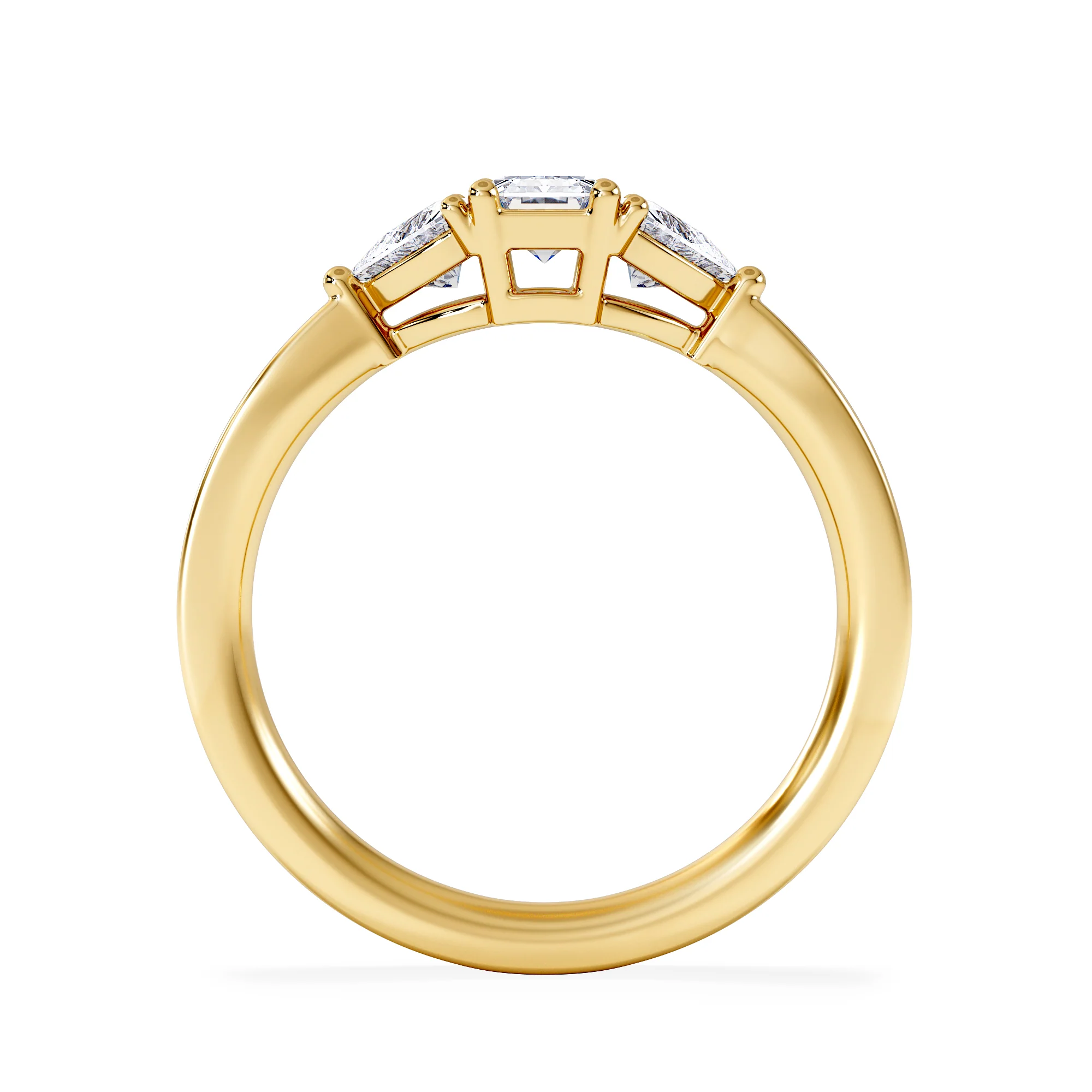 Aurora Lab Diamond Emerald Cut and Trillion 1.00ct Ring in 18K Gold F/VS1 - Image 3