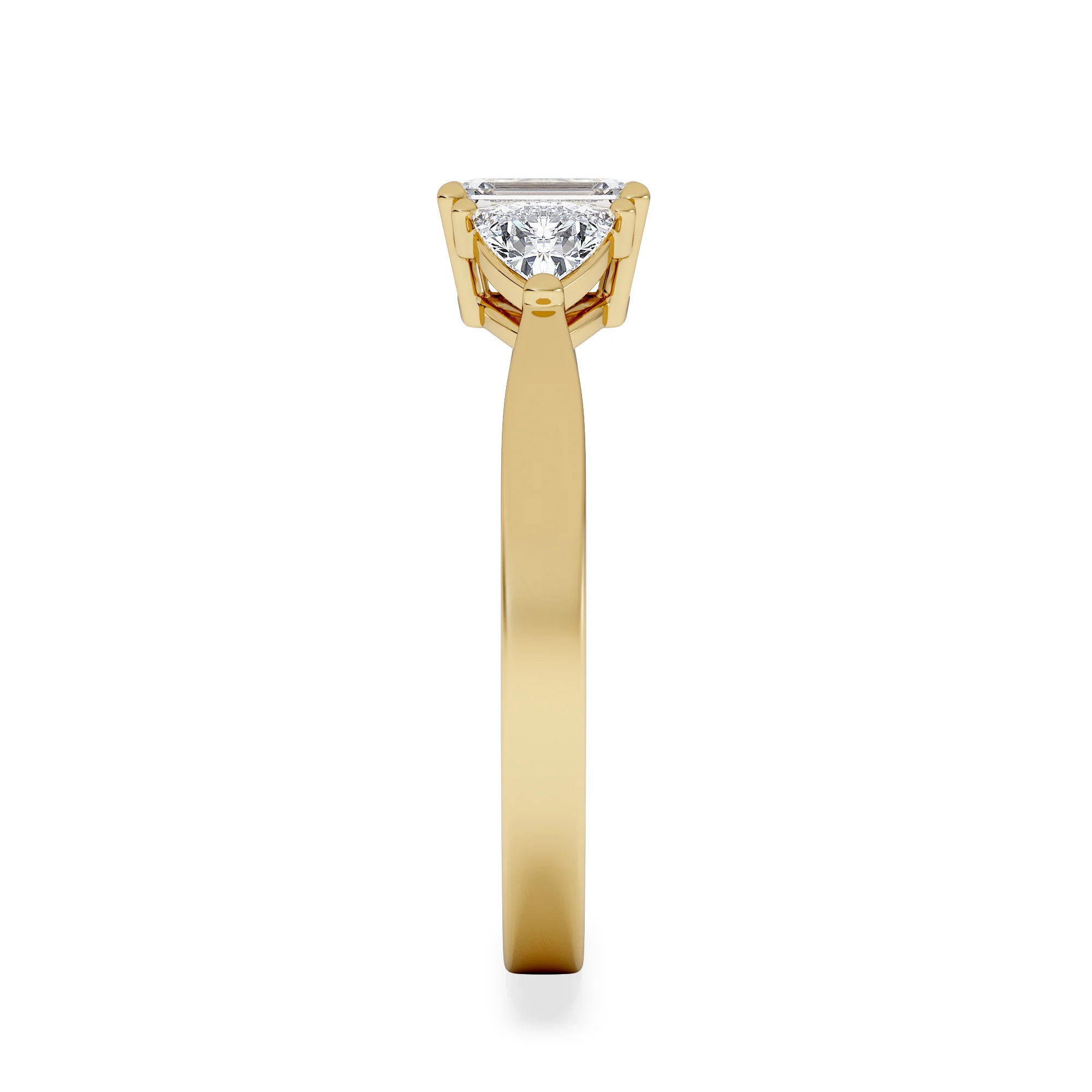 Aurora Lab Diamond Emerald Cut and Trillion 1.00ct Ring in 18K Gold F/VS1 - Image 5