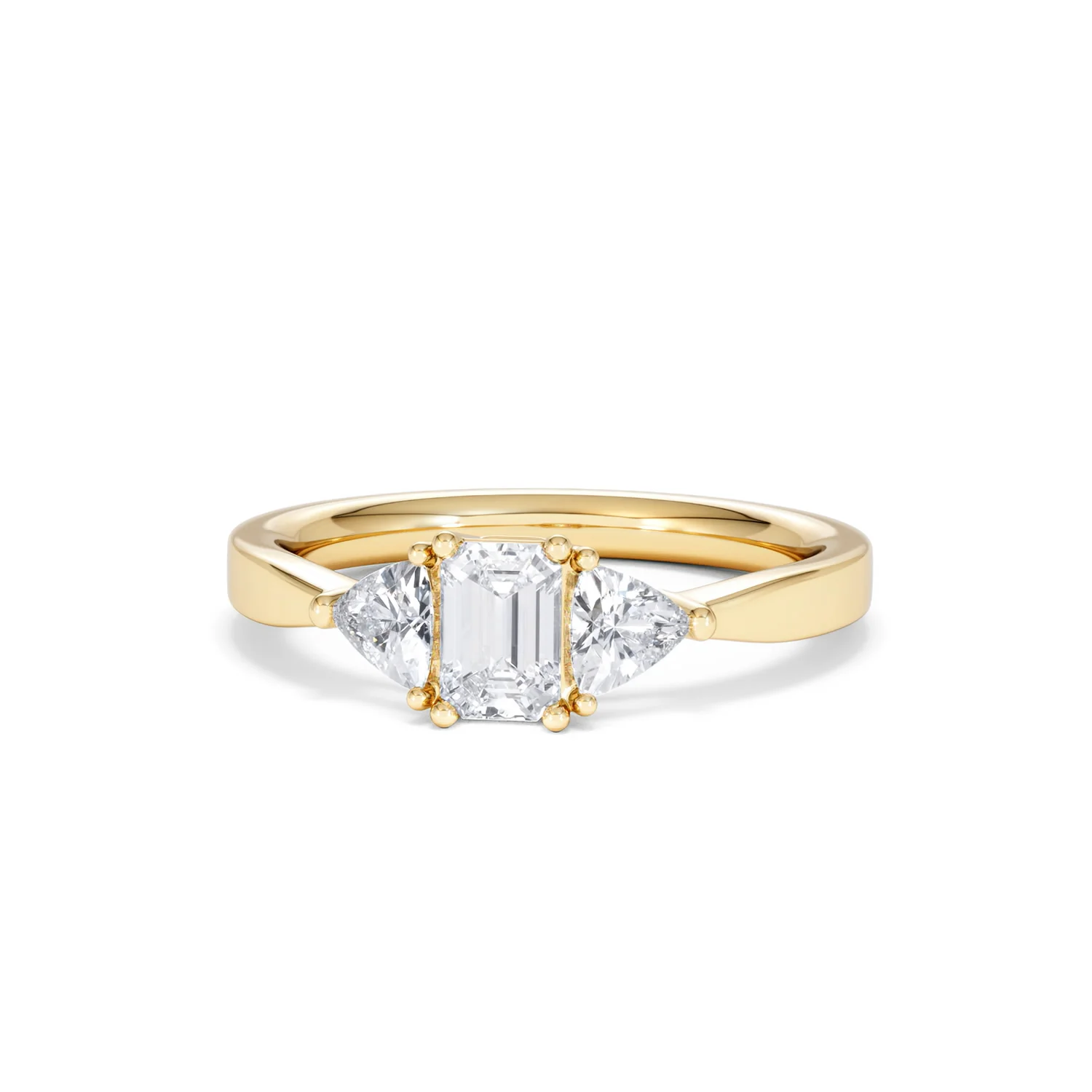 Aurora Lab Diamond Emerald Cut and Trillion 1.00ct Ring in 18K Gold F/VS1 - Image 90