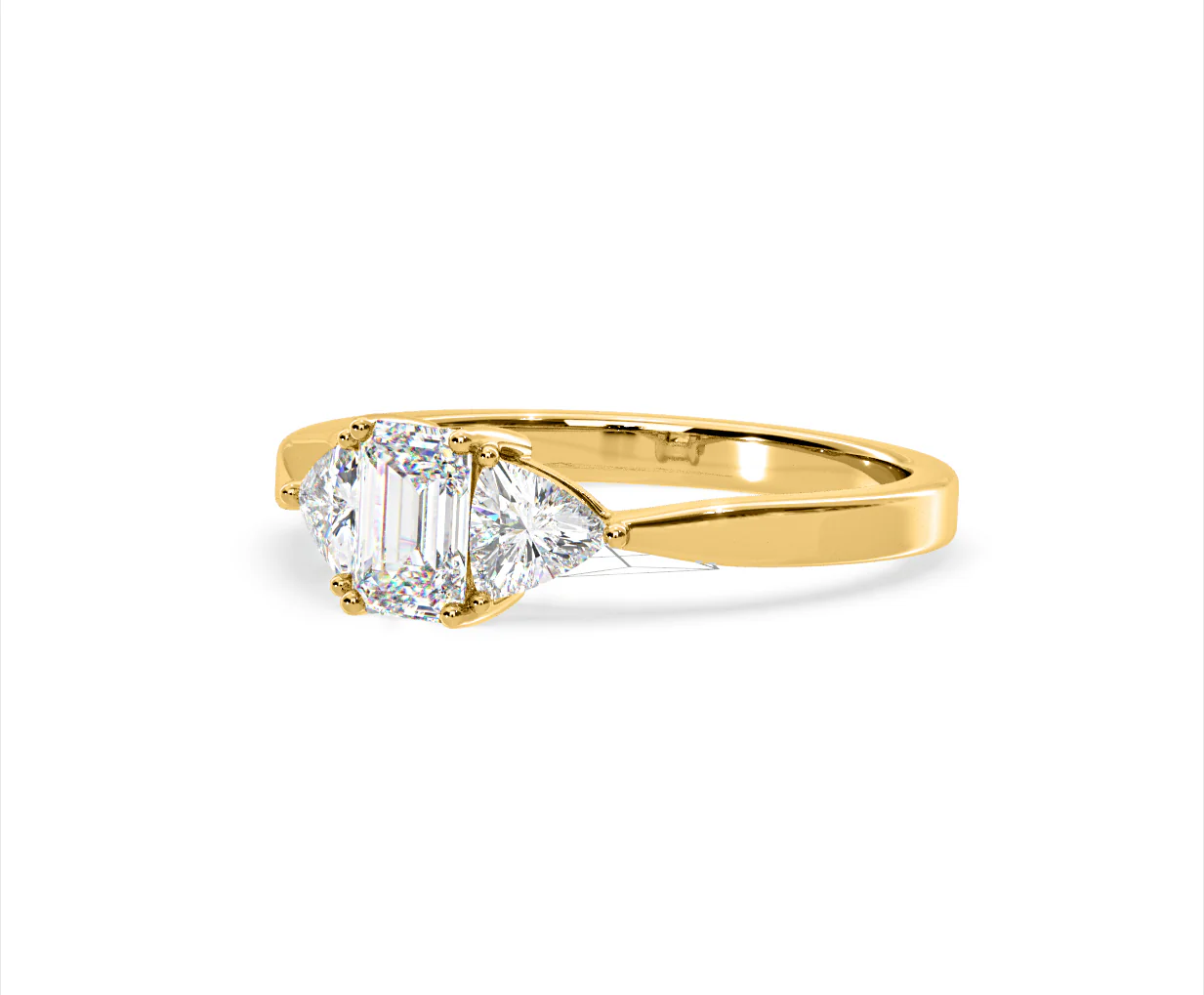 Aurora Lab Diamond Emerald Cut and Trillion 1.00ct Ring in 18K Gold F/VS1 - Image 95
