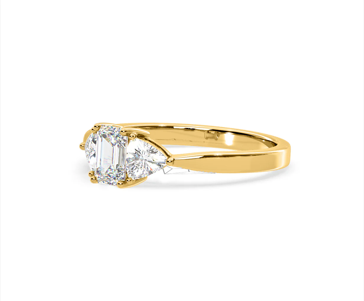 Aurora Lab Diamond Emerald Cut and Trillion 1.00ct Ring in 18K Gold F/VS1 - Image 97